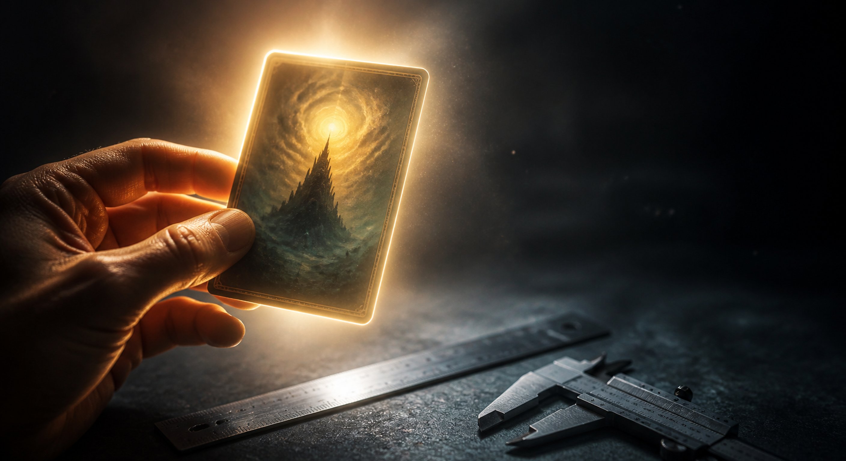 MTG card dimensions, the card back, and the blue core light test